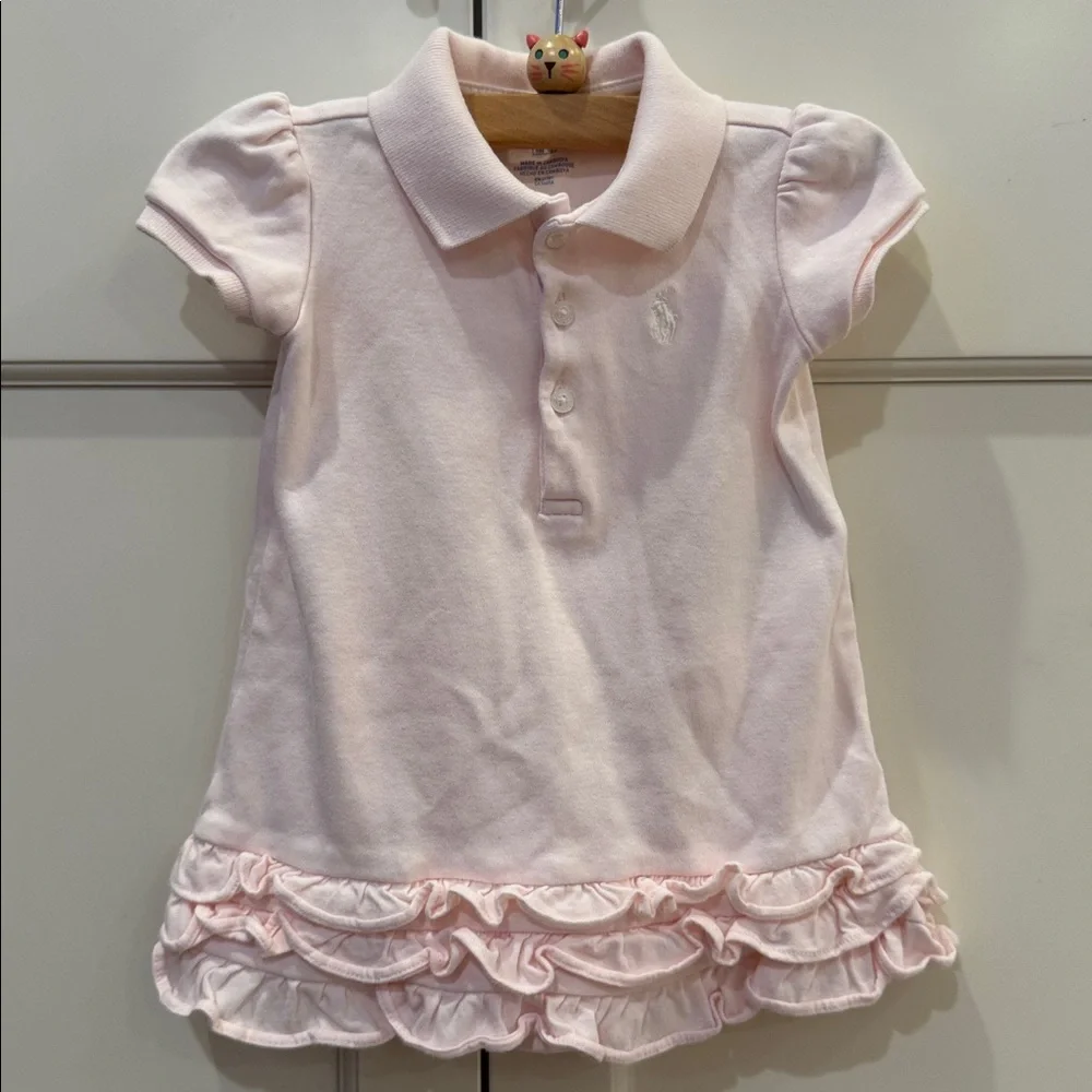Polo by Ralph Lauren Light Pink Ruffle Hem Polo Dress - Girls